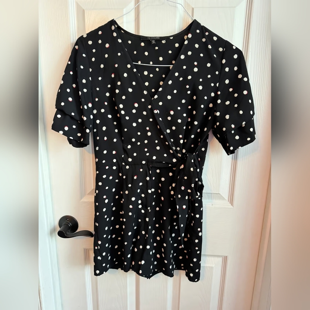 Polka Dot Wrap Top - Black and White